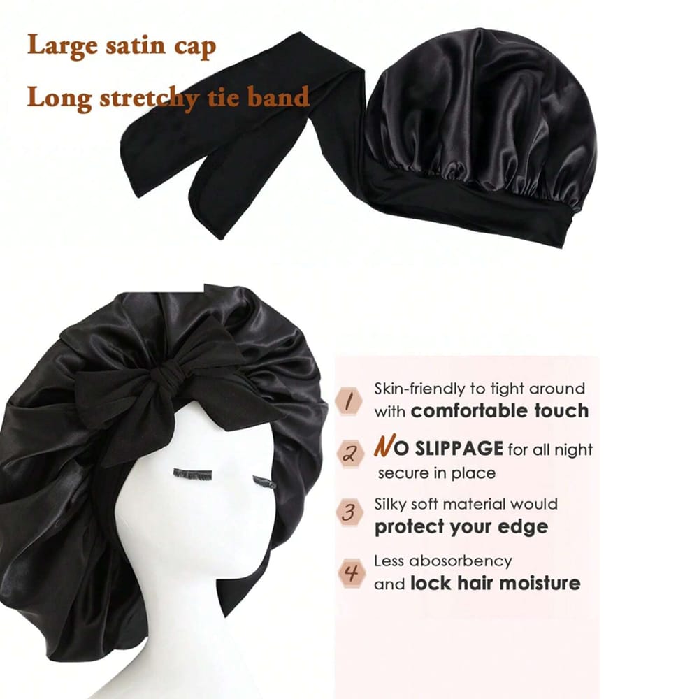 XXL SATIN BONNET WITH LONG STRAP – HEAD AND EXTRA